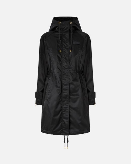 Pinko Women's Black Long Down Jacket In Glossy Canvas
