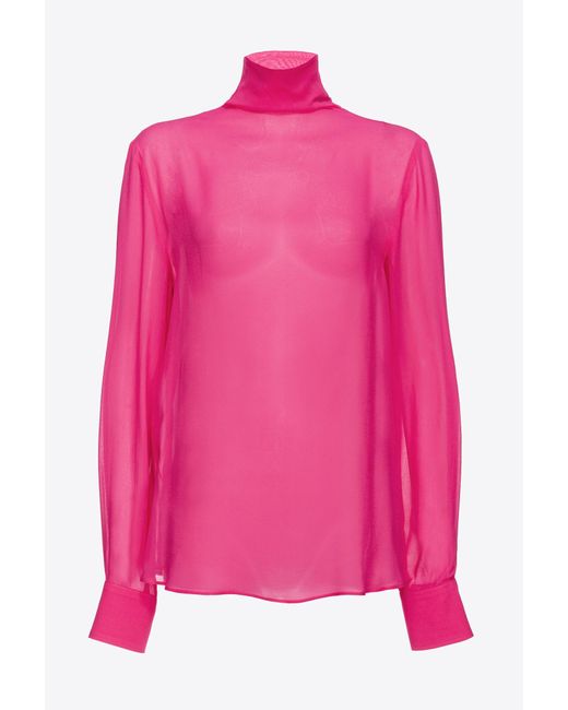 Pinko Pink High-neck Georgette Blouse