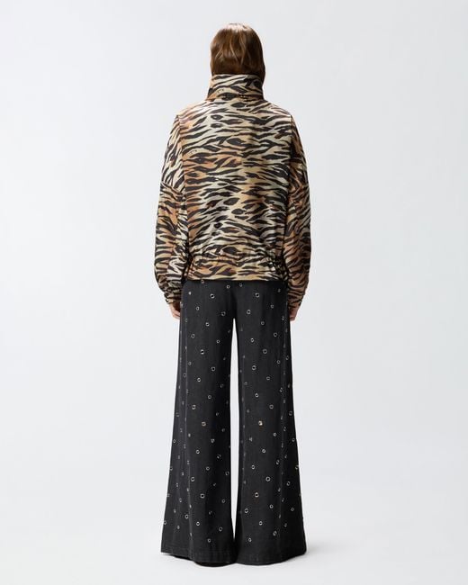 Pinko White Zipped Jacket With Tiger Print