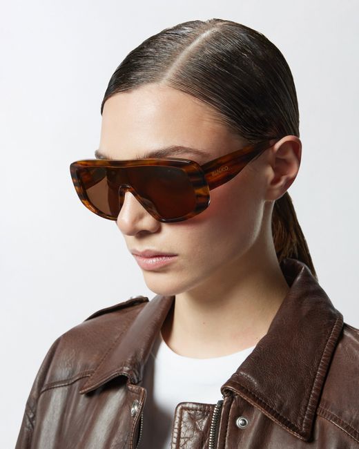 Pinko Brown Oversized Mask Sunglasses