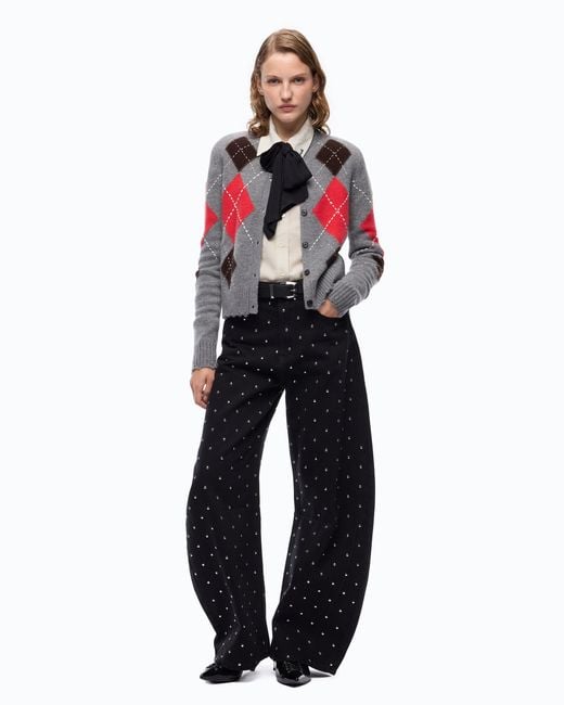 Pinko Black Barrel-Fit Trousers With Studs
