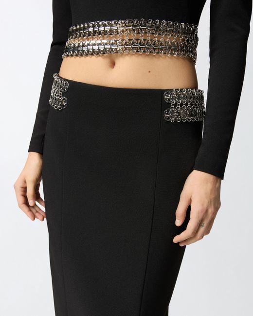 Pinko Black Midi Skirt With Metal Embellishments