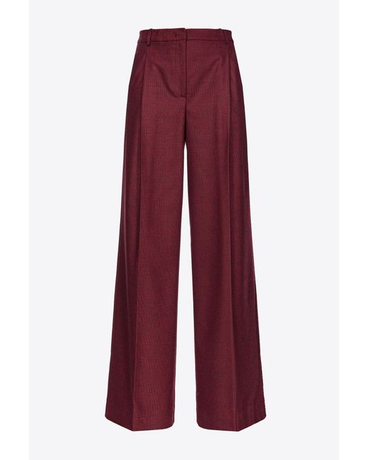 Pinko Red Prince-of-wales Flannel Palazzo Trousers