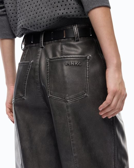 Pinko Gray Vintage-Effect Canvas Bermuda Shorts