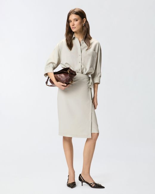 Pinko White Midi Dress With A Shirt-Style Bodice