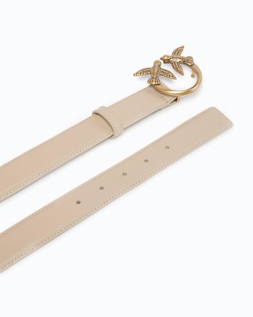 Pinko White Love Birds Leather Belt 3Cm
