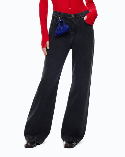 Pinko Blue Wide-Leg Jeans With Two Ways To Wear