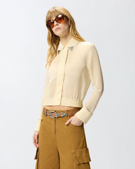 Pinko Natural Semi-Sheer Shirt With Metallic Details