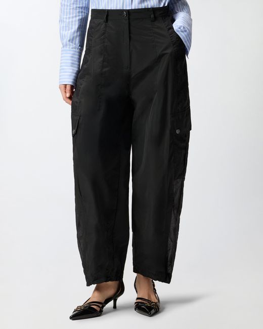 Pinko Black Workwear Trousers With Sheer Inserts