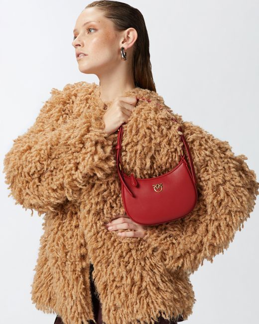 Pinko Red Half Moon Baby Leather Shoulder Bag