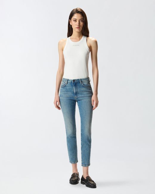 Pinko White Ribbed Vest Top