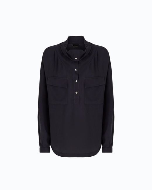 Pinko Blue Blouse With Pockets And Buttons