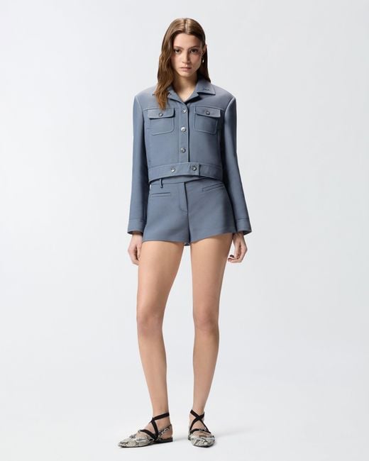 Pinko Blue Shorts With Topstitching