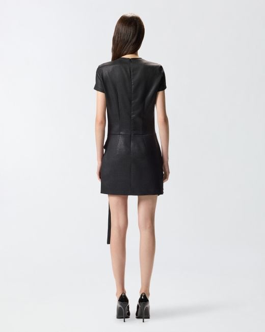 Pinko Black Short Pinstriped Dress With Draping