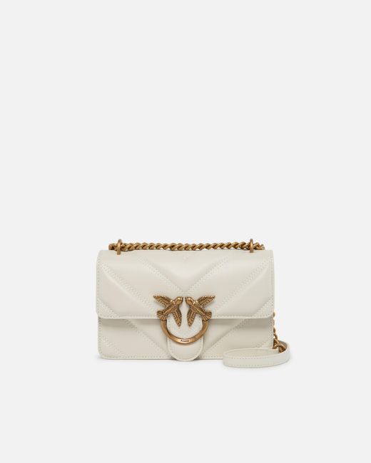 Pinko Natural Love Bag Mini Chevron-quilted Nappa Leather Crossbody Bag