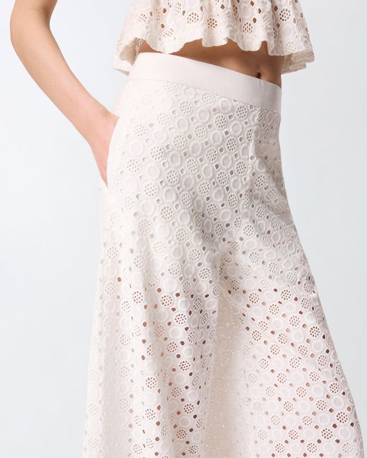 Pinko White Trousers With Openwork Motif