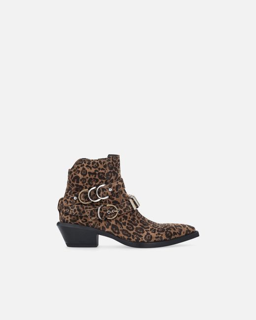 Pinko White Cowboy Boots With Studs And Animal Print