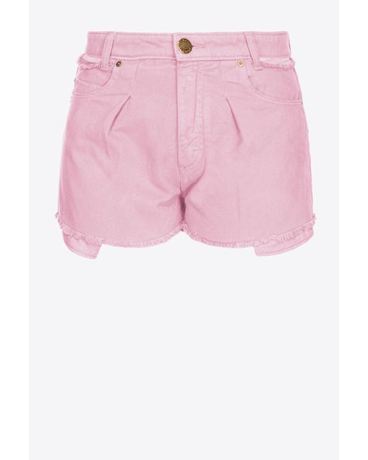 Pinko Pink Shorts Aus Baumwoll-Bull, Rauch Orchidee