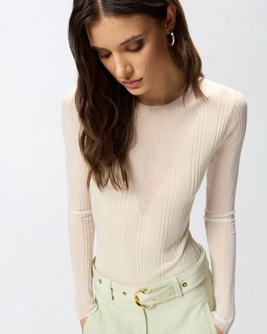 Pinko White Bodysuit With Sheer Details