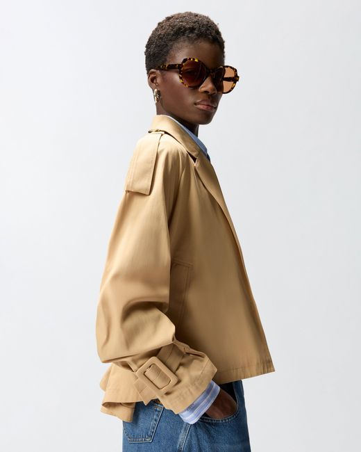 Pinko Natural Short Cotton Trench Coat With Belt