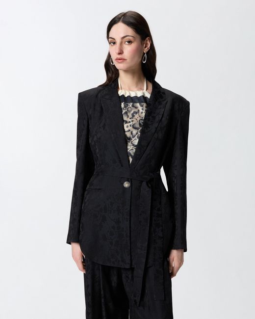 Pinko Black Floral Jacquard Kimono Jacket