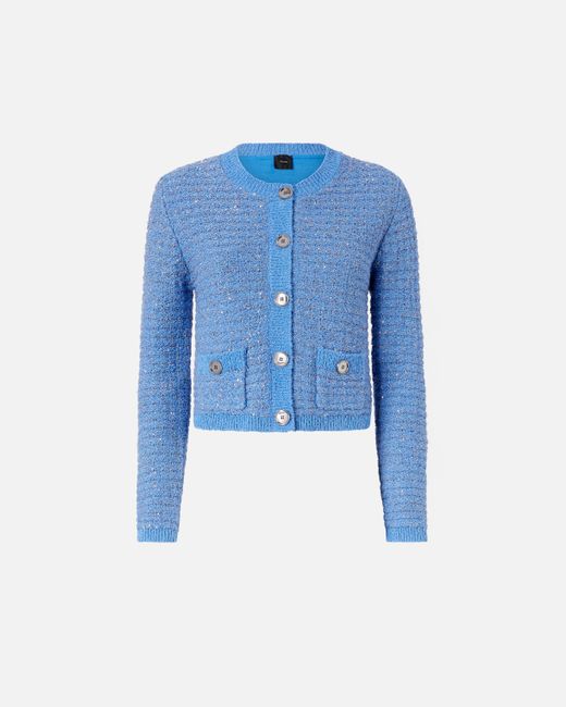 Chaqueta Corta Con Lentejuelas Y Bolsillos Pinko de color Blue