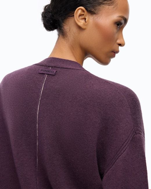 Pinko Purple Wool And Cashmere Cardigan