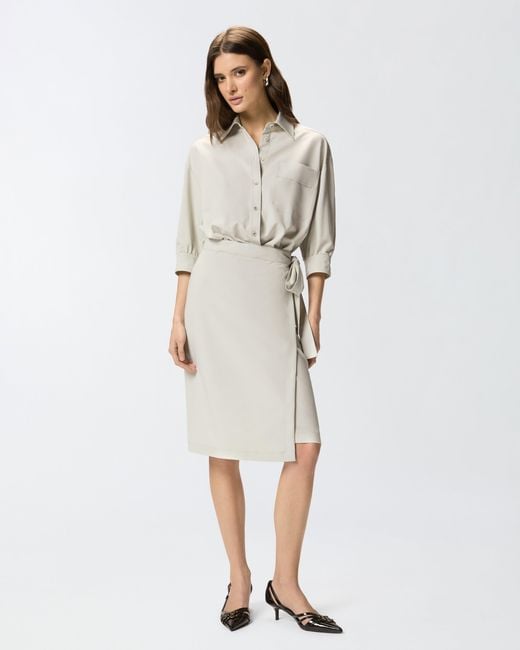 Pinko White Midi Dress With A Shirt-Style Bodice