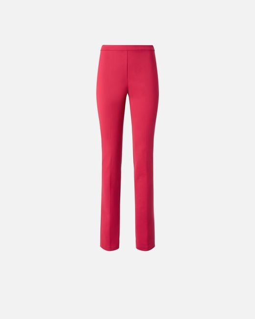 Pinko Red Satin Trousers With Adjustable Hem Slit Detail