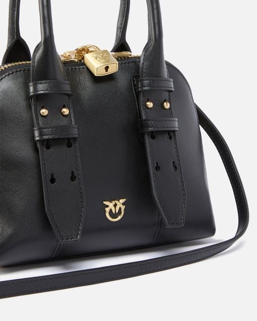 Pinko Black Leather Mini Escape Bag Bowling Bag