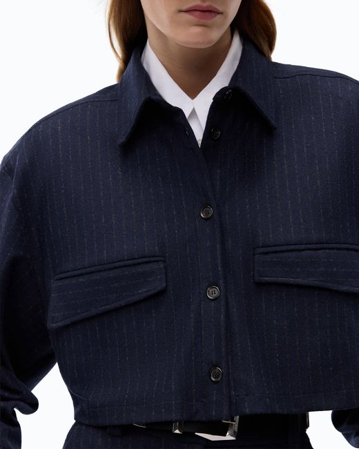 Pinko Blue Pinstriped Cropped Shirt