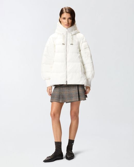 Pinko White Technical Canvas Jacket With Hood