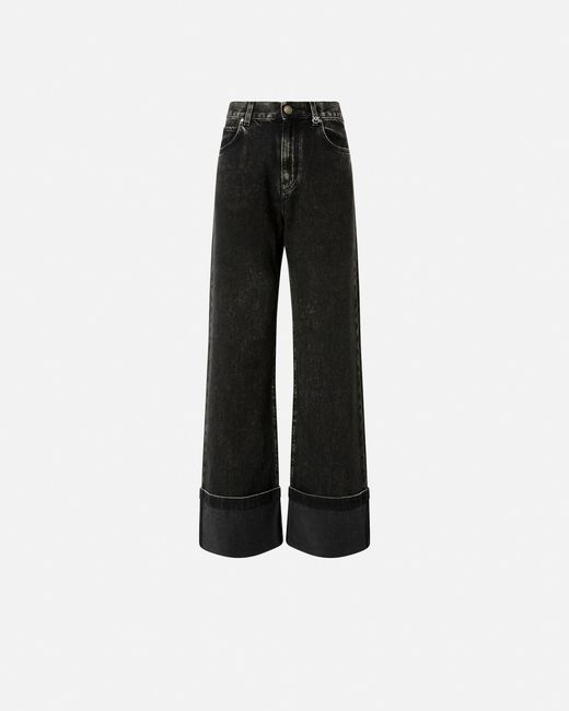 Pinko Black Denim Wide-leg Jeans