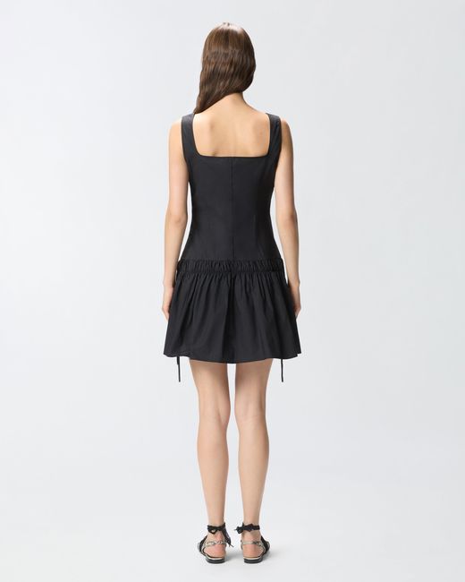 Pinko Black Short Dress With Gathering And Drawstring