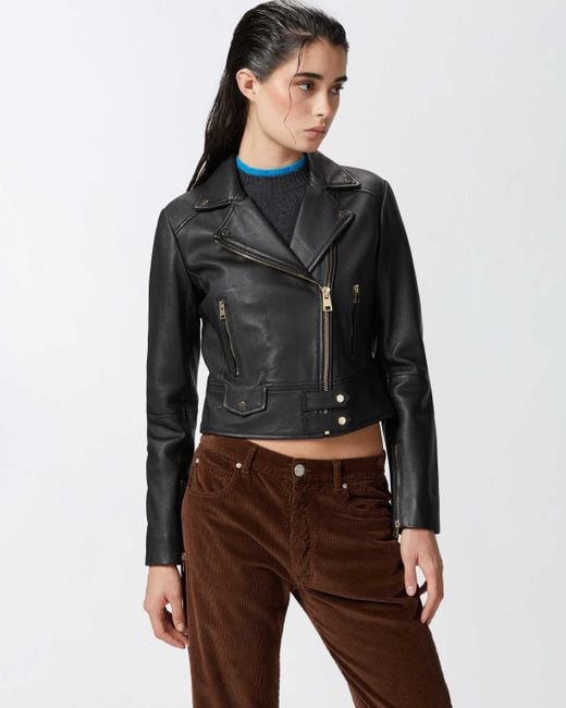 Pinko Black Nappa Leather Biker Jacket