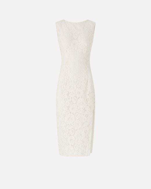 Pinko White Floral Lace Dress With Plunging Rear Neckline