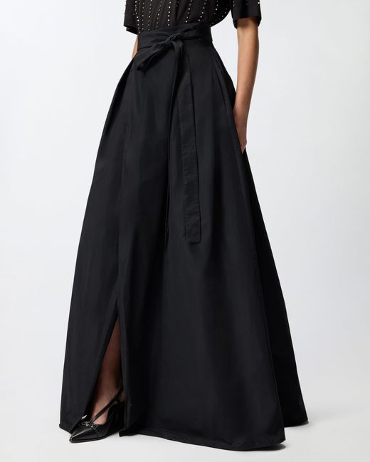 Pinko Black Long Wrap Skirt With Bow