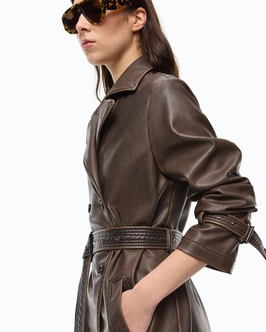 Pinko Brown Vintage-Effect Trench Coat With Belt