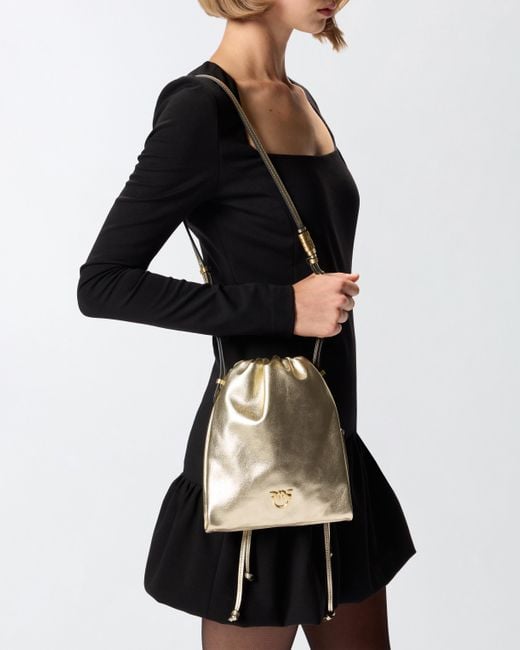 Borsa A Spalla Mini Slouchy Bag di Pinko in Natural
