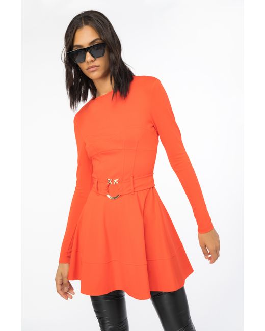 Pinko Mini Dress With Piercing Belt in Red Lyst