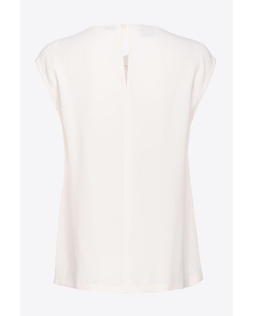 Pinko White Silk-blend Top With Bow