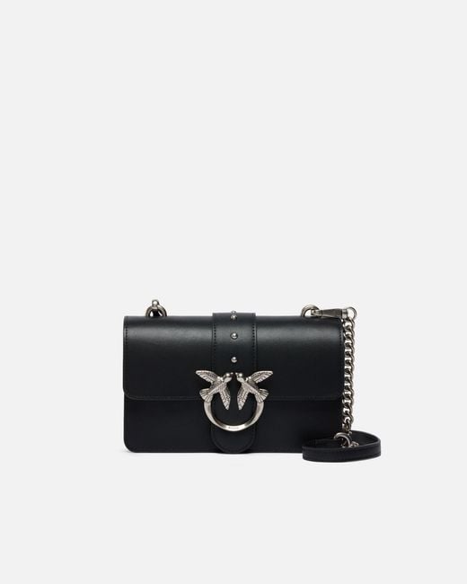 Pinko Black Love Bag One Small Crossbody Bag In Leather