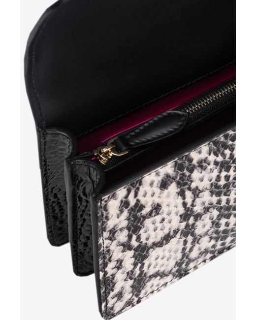 Pinko White Galleria Mini Love Bag One In Reptile And Crocodile-print Leather