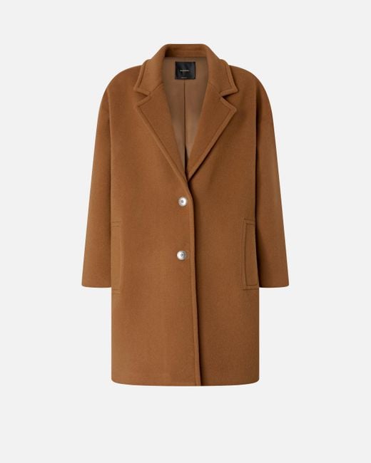 Pinko Brown Single-breasted Wool-blend Cloth Coat