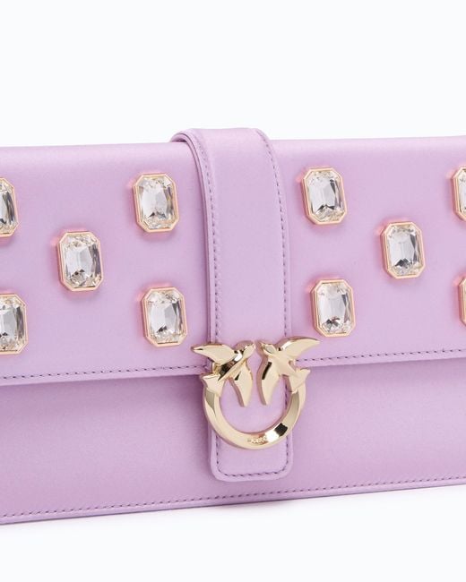 Pinko Purple Galleria Love Bag One Flat Medium Hand-Held Clutch