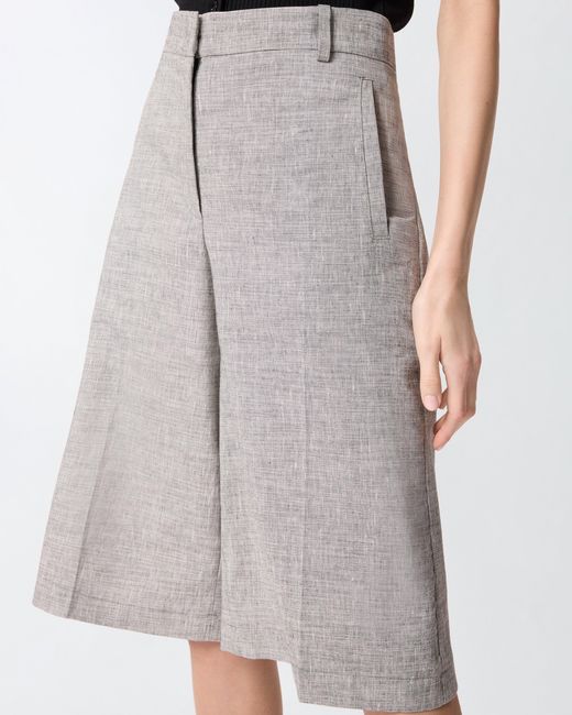 Pinko White Slub Shorts With Pressed Pleat Detail