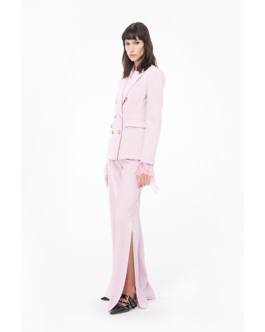Pinko Pink Double-breasted Blazer With Metal Buttons