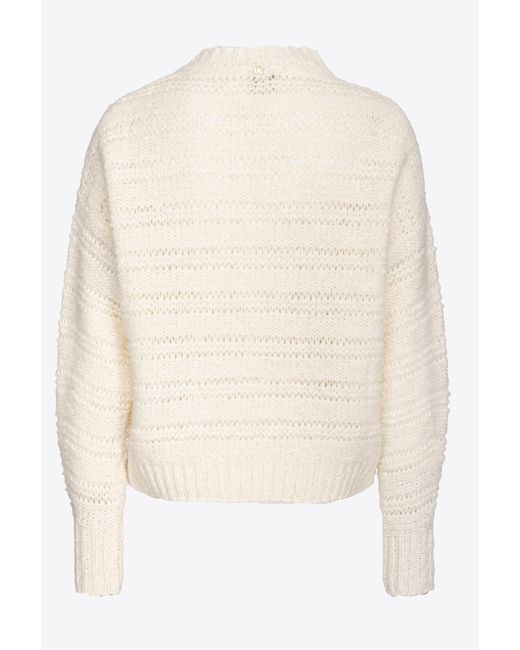 Pinko Natural Alpaca And Wool Sweater With Love Birds