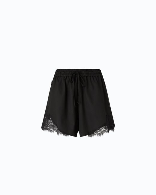 Pinko Black Shorts With Lace Inserts