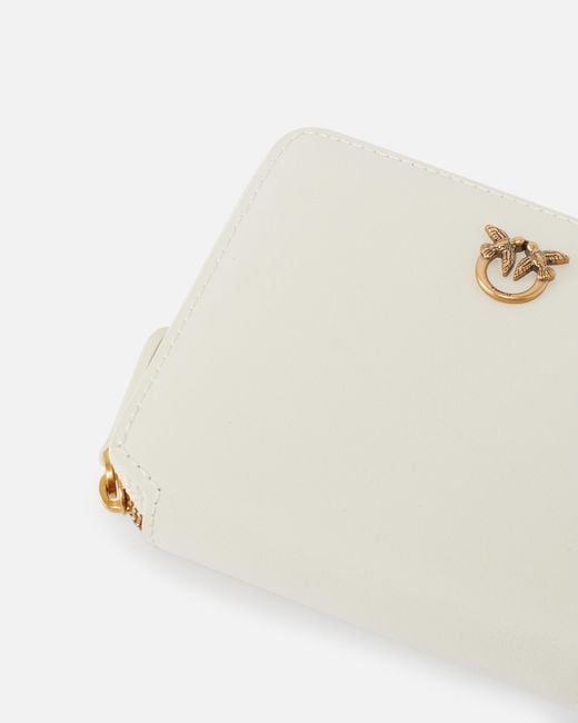 Pinko White Square Leather Zip-Around Purse